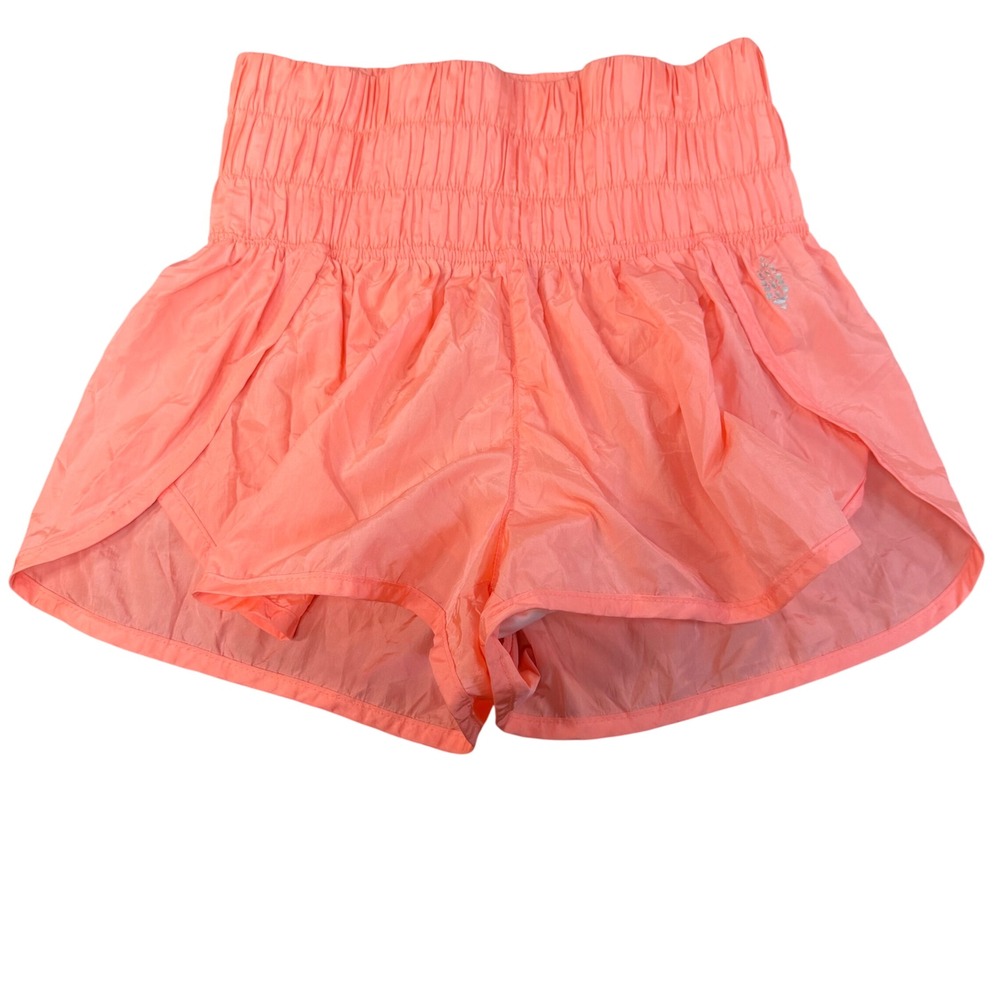 FP‎ Movement Women The Way Home Shorts Coral Pink Smocked High Rise Small